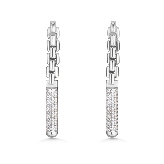 Silver Venetian Link Drop Earrings