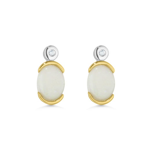 Silver & Gold Opal Stud Earrings