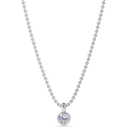 Sterling Silver Bead & Cubic Zirconia Pendant
