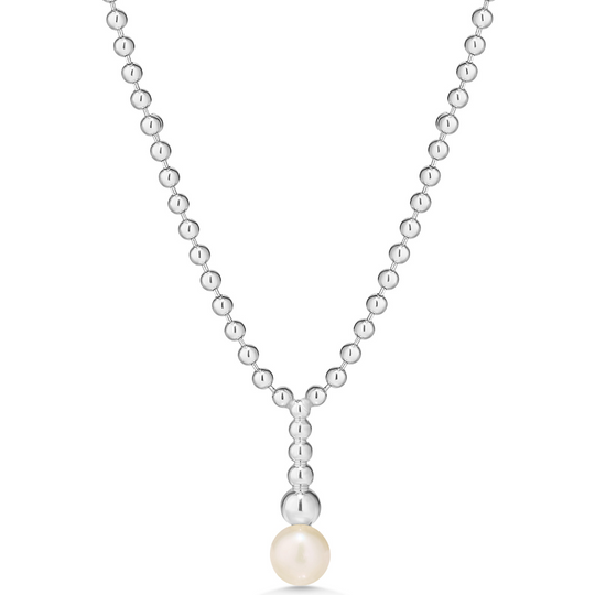 Sterling Silver Bead & Pearl Necklace
