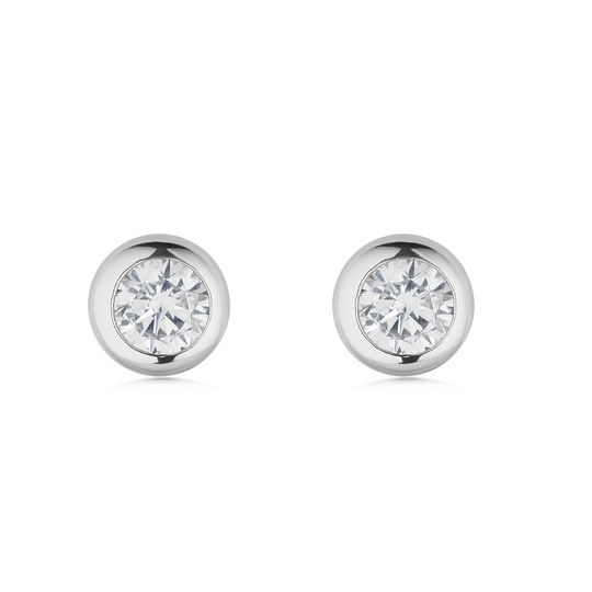 Sterling Silver Bezel Set Cubic Zirconia Studs