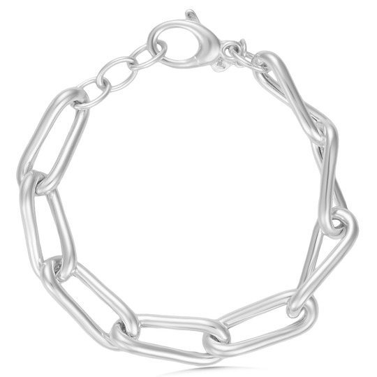 Sterling Silver Chunky Paper Link Bracelet