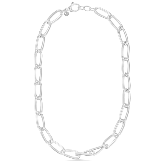 Sterling Silver Chunky Paper Link Necklace