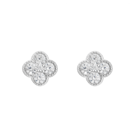 Sterling Silver Clover Stud Earrings