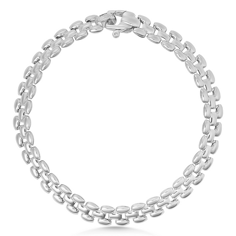 Silver chain bracelet on a white background