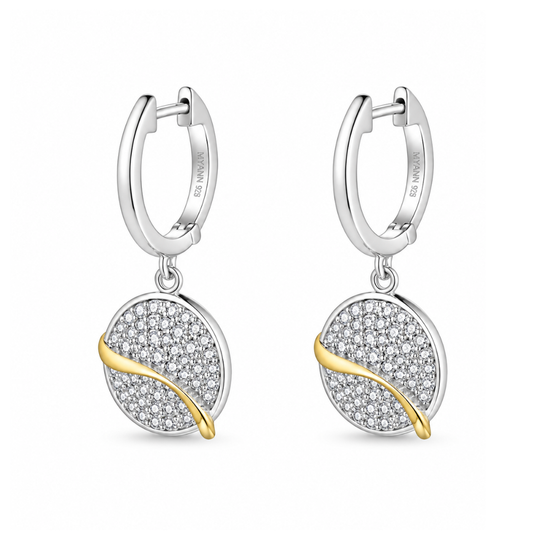 Sterling Silver Gold Accent Playful Circle Earrings
