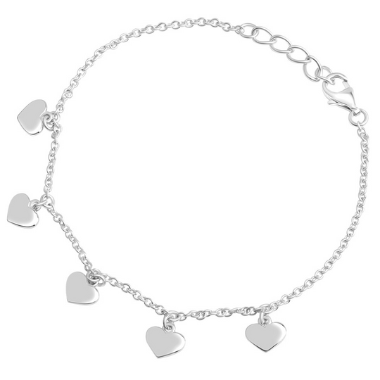Sterling Silver Heart Charm Bracelet
