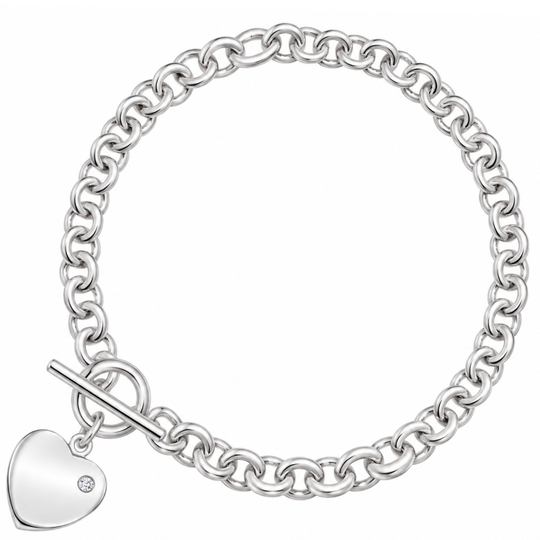 Sterling Silver Heart Link Bracelet