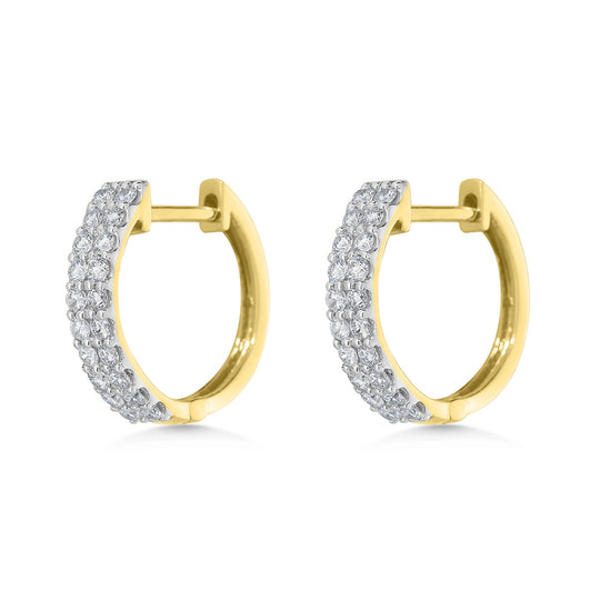 18ct Two Row Diamond Hoop Earrings