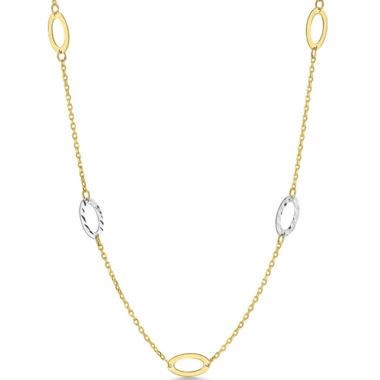 14ct Gold Two Tone Oval Link Necklace