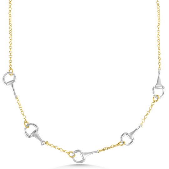 Two Tone Stirrup Link Necklace