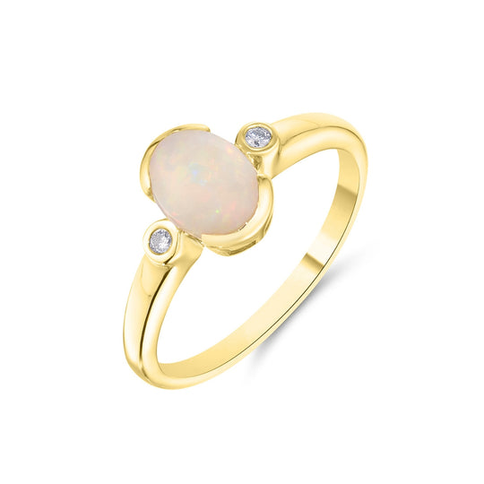 Bezel Set Gold Opal Ring
