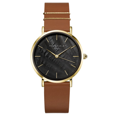 Rosefield West Village Black Cognac Watch