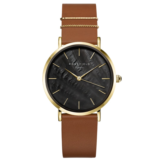Rosefield West Village Black Cognac Watch