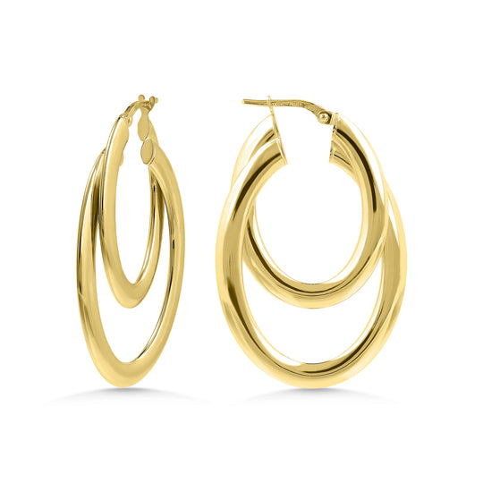 Gold Slim Double Hoop Earrings
