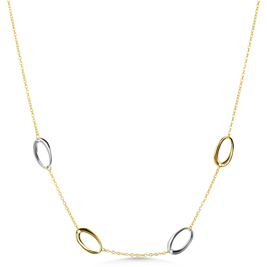9ct Gold Two Tone Oval Link Necklace
