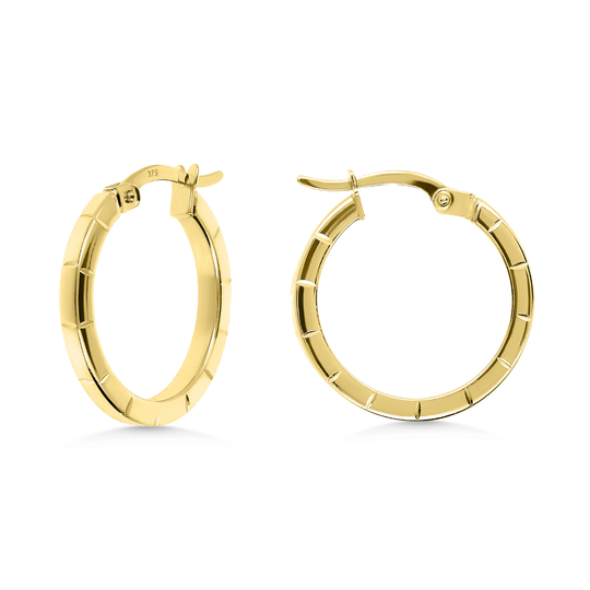 9ct Gold Ridged Hoop Earrings