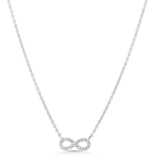 14ct White Gold Diamond Infinity Pendant