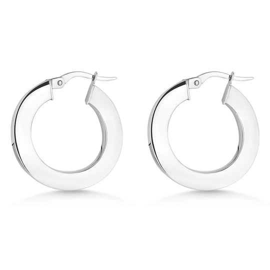 14ct White Gold Wave Hoops