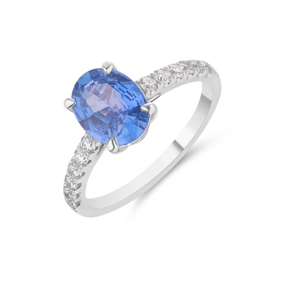 White Gold Oval Sapphire & Diamond Ring