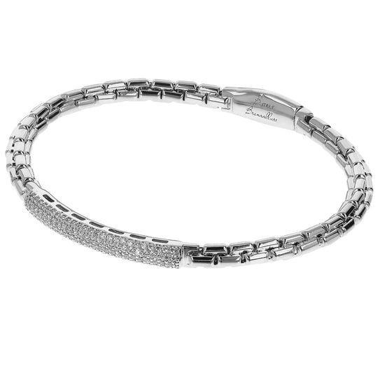 White Gold Polished CZ Bangle
