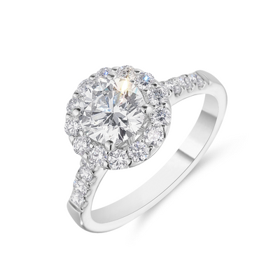 White Gold Round Brilliant Cut Halo Ring