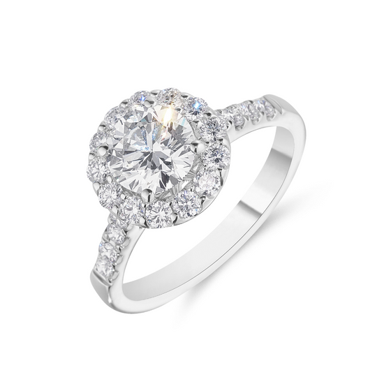 White Gold Round Brilliant Cut Halo Ring