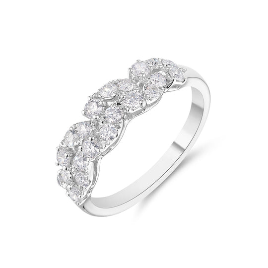 White Gold Two Row Diamond Ring