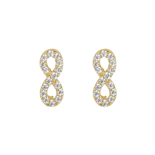 9ct Yellow Gold Glitter Infinity Stud Earrings