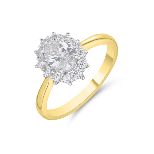 Yellow Gold Oval Halo Diamond Ring