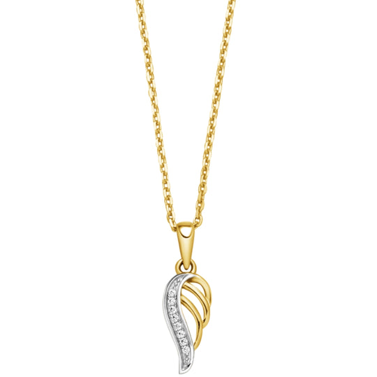 9ct Yellow Gold Sparkle Wing Pendant