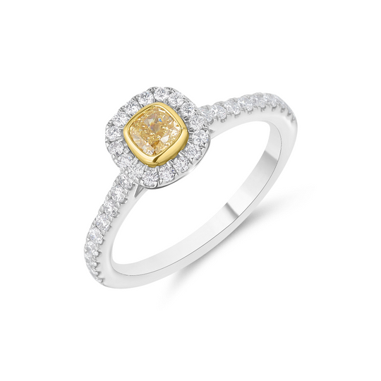 Yellow Diamond Halo Ring