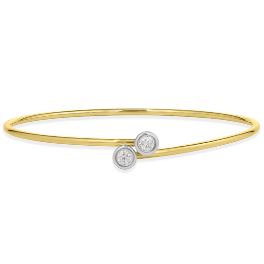 18ct Gold Two Tone Bezel Set Diamond Bangle
