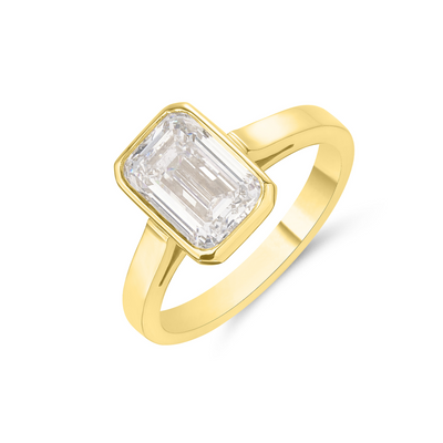 2.33ct Bezel Set Emerald Cut Solitaire Ring