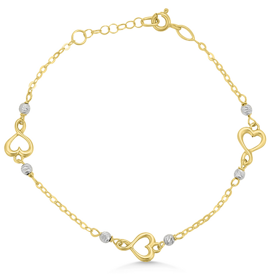 14ct Yellow & White Gold Heart Bracelet