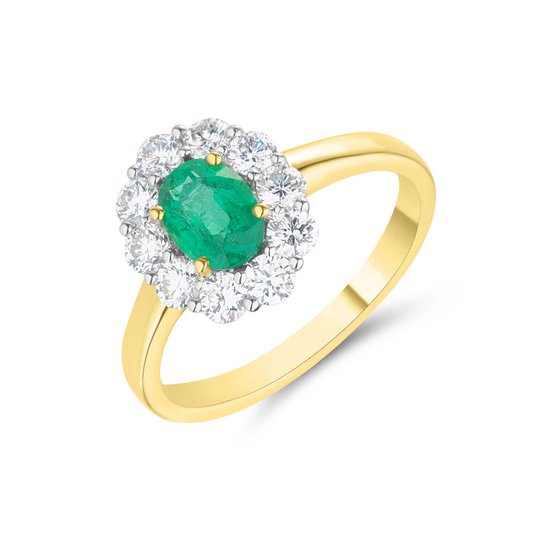 Oval Emerald & Diamond Halo Ring