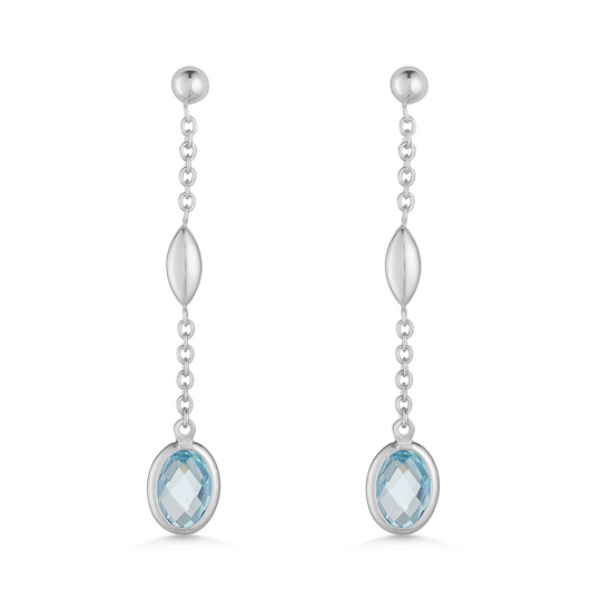 9ct White Gold Blue Topaz Earrings