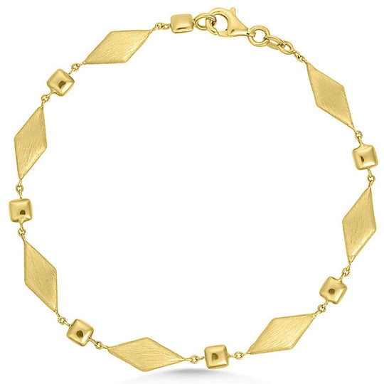 14ct Gold Brushed Kite Link Bracelet