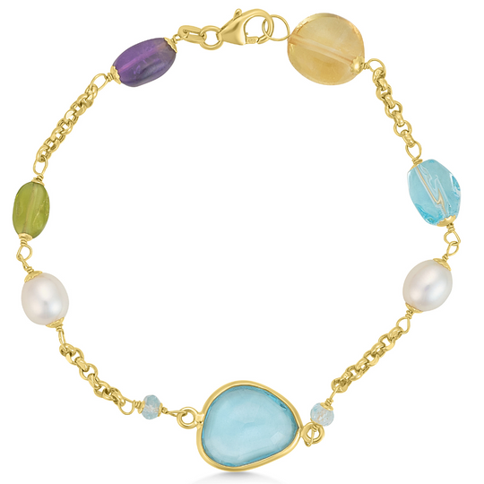 18ct Yellow Gold Topaz Multi Gemstone Bracelet