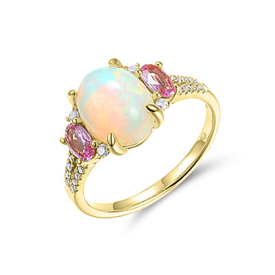 Opal & Pink Sapphire Ring