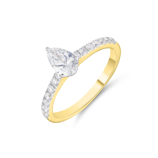 Pear Cut Solitaire & Side Stones Ring