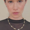 Model wearing heavyweight paperclip necklace