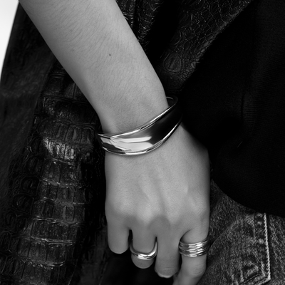 Sculptural Silver Cuff modelled