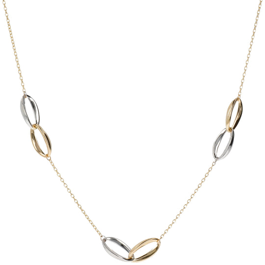 9ct Two Tone Gold Oval Link Necklace