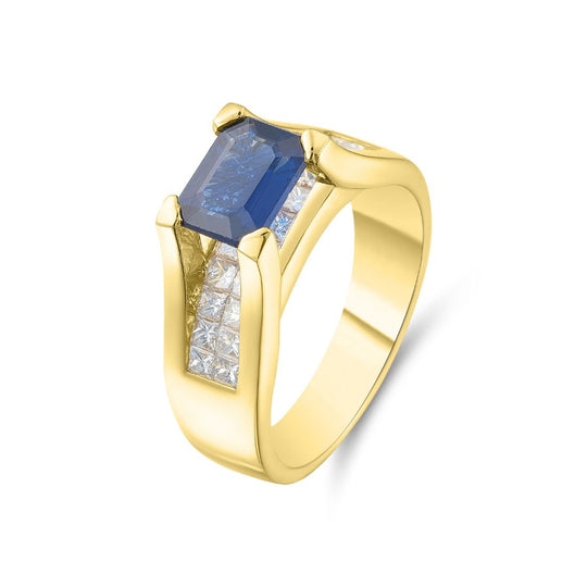 Emerald Cut Sapphire & Diamond Ring