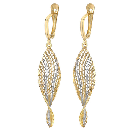 9ct Yellow & White Gold Filigree Drop Earrings