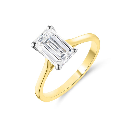 1.52ct Yellow Gold Emerald Cut Lab Diamond Ring