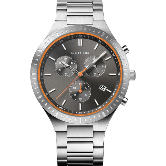 Gent's Bering Titan Chrono Brushed Silver Watch