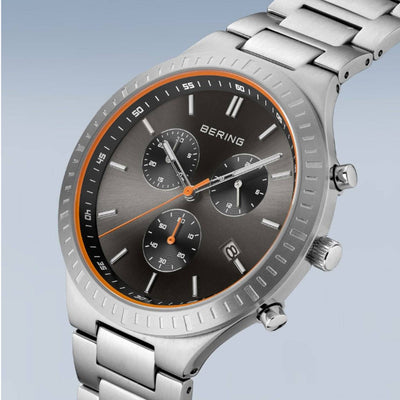 Gent's Bering Titan Chrono Brushed Silver Watch