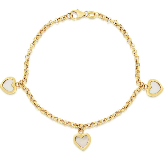 14ct Yellow Gold Heart Charm Bracelet